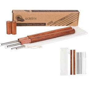 Reusable straw set made of stainless steel